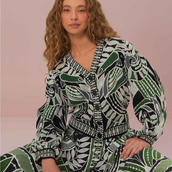 FARM Rio Sweaters - FARM Rio Black Lace Nature Knit Cardigan